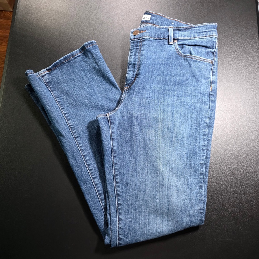 LOFT Modern Bootcut Jeans Medium Wash Blue Denim Size 32 / 14 Stretch Mid Rise